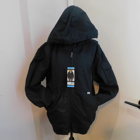 Lee Workwear Bomber Black Jacket with hood Size Large New - Picture 3 of 12